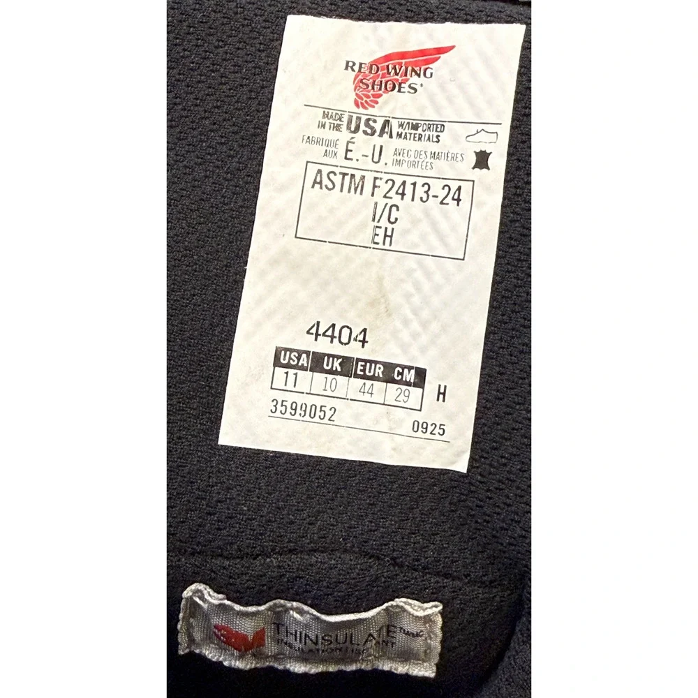 RED WING 4404 DYNAFORCE 6-INCH INSULATED WATERPROOF SAFETY TOE WORK BOOTS 11 H
